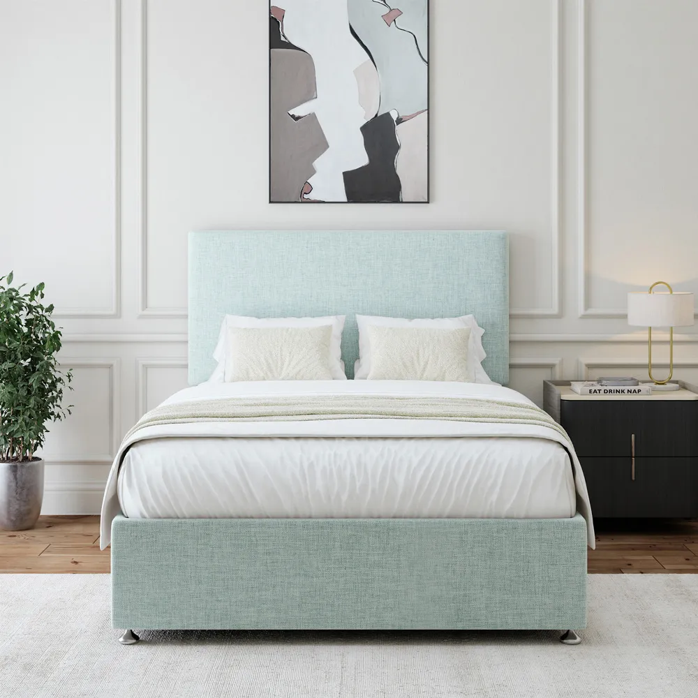 Super King Divan Base with Valencia Headboard - Blue, Linen