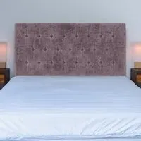 Super King Lona Buttoned Headboard - Mauve, Velvet