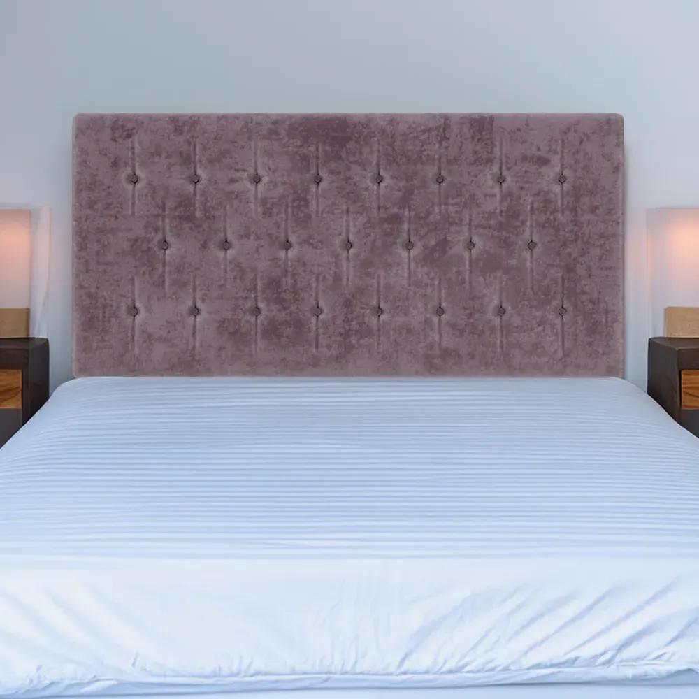 Super King Lona Buttoned Headboard - Mauve, Velvet