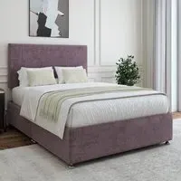 Super King Naples Divan Base with Valencia Headboard - Mauve, Linen