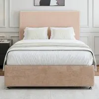 Super King Naples Divan Base with Valencia Headboard - Mink, Linen