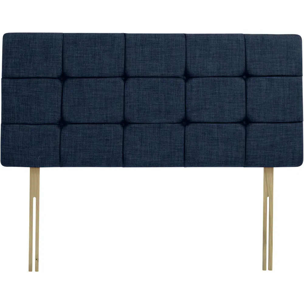 Super King Pearl Squared Headboard - Blue, Linen