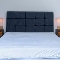 Super King Pearl Squared Headboard - Blue, Linen