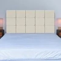 Super King Pearl Squared Headboard - Cream, Naples Velvet