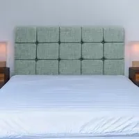 Super King Pearl Squared Headboard - Duck Egg, Linen