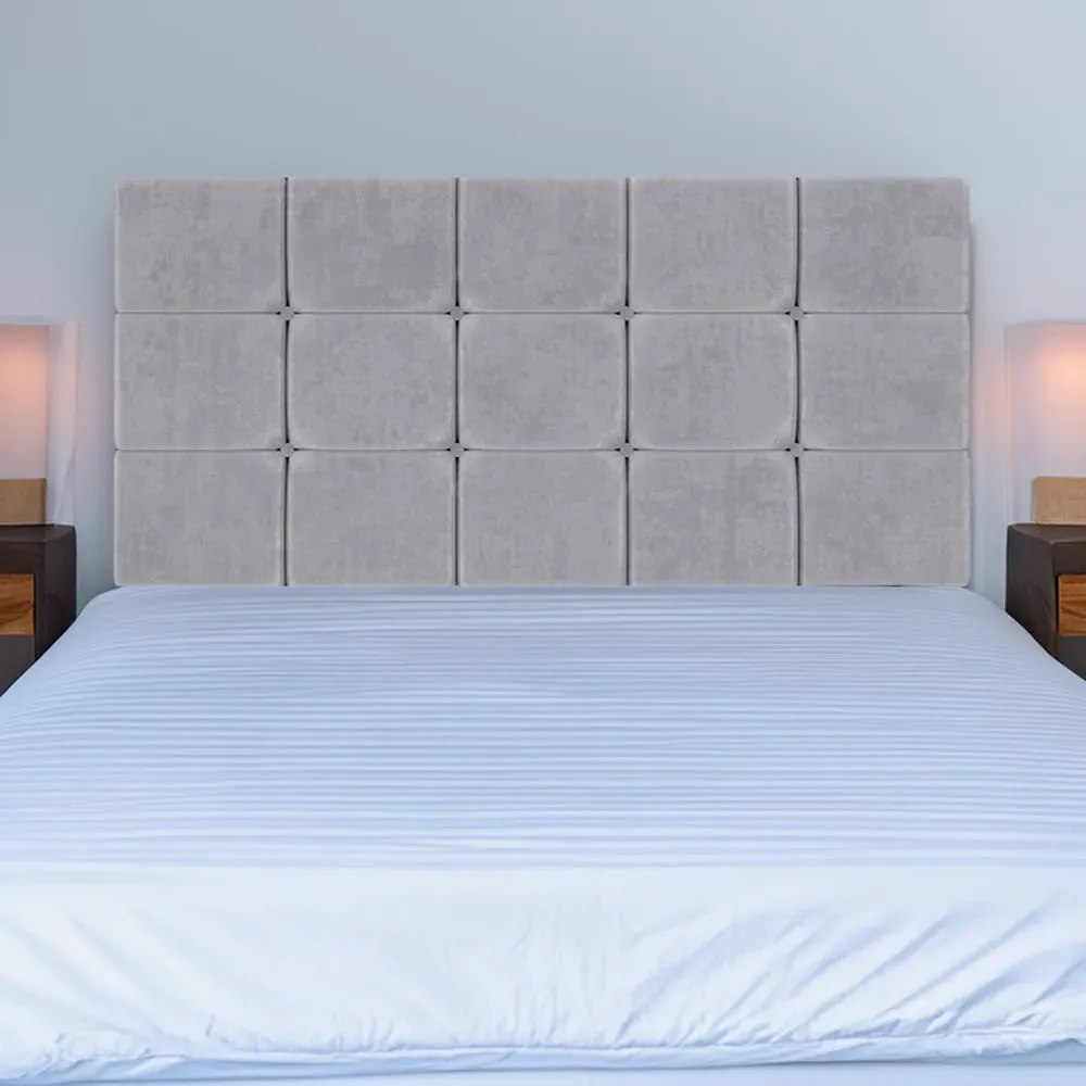 Super King Pearl Squared Headboard - Grey, Naples Velvet