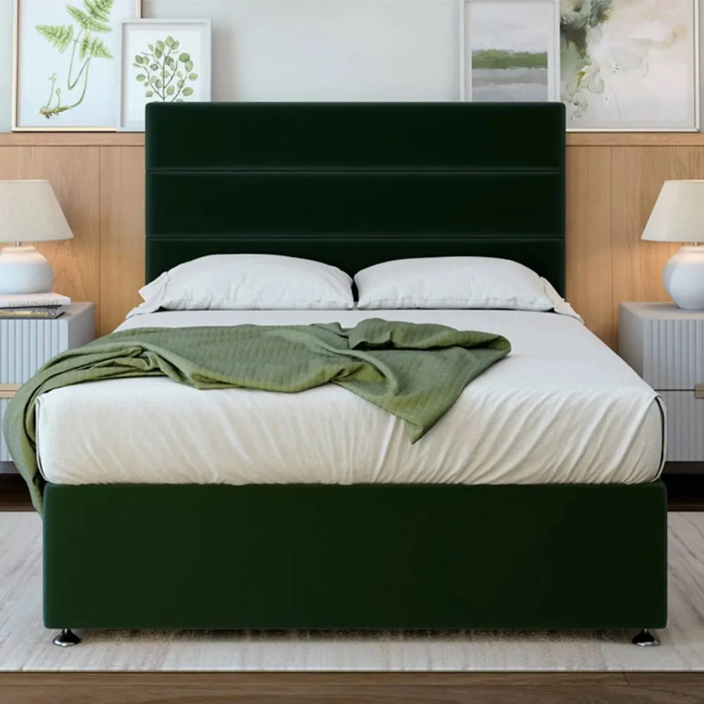 Super King Size Divan Base - Green, Velvet