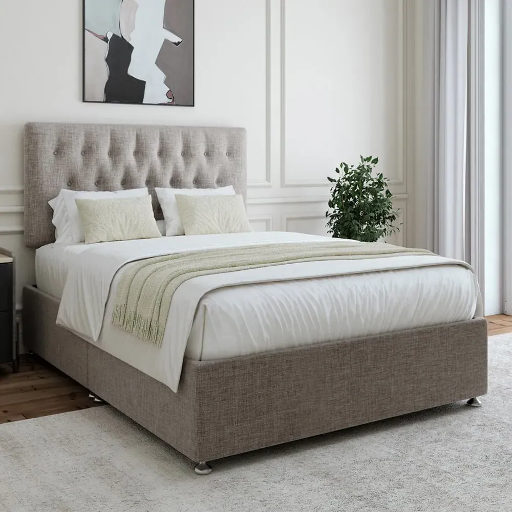 Super King Size Divan Base - Grey, Linen