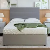 Super King Size Divan Base with 2 Drawers - Silver, Velvet