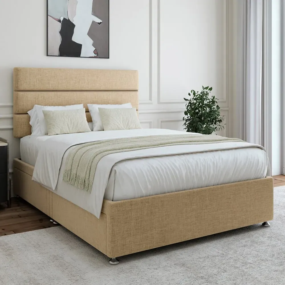Super King Size Divan Base with 4 Drawers - Cream, Linen