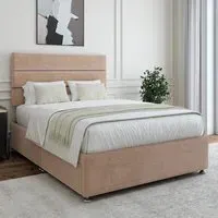 Super King Size Divan Base with Milan Headboard - Brown, Velvet