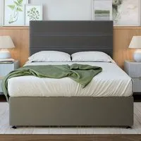 Super King Size Divan Base with Milan Headboard - Grey, Velvet