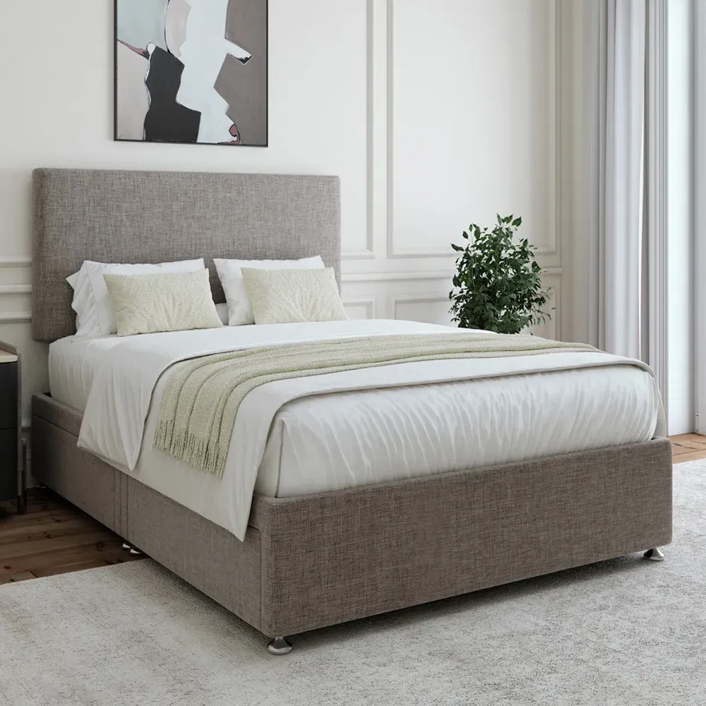 Super King Size Divan Base with Storage - Grey, Linen