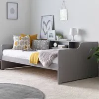 Tyler Single Bed with Orthopaedic Mattress - Grey, Pine