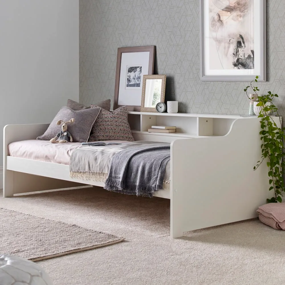 Tyler Single Bed with Pocket Mattress - White, Pine