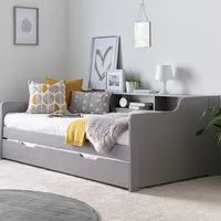 Tyler Single Bed with Trundle - Grey, Pine