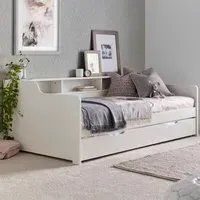 Tyler Single Bed with Trundle - White, Pine