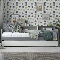 Tyler Single Guest Bed and Trundle with Memory Foam Mattresses - Grey, Pine