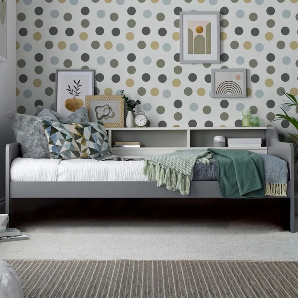 Tyler Single Guest Bed with Spring Mattress - Grey, Pine