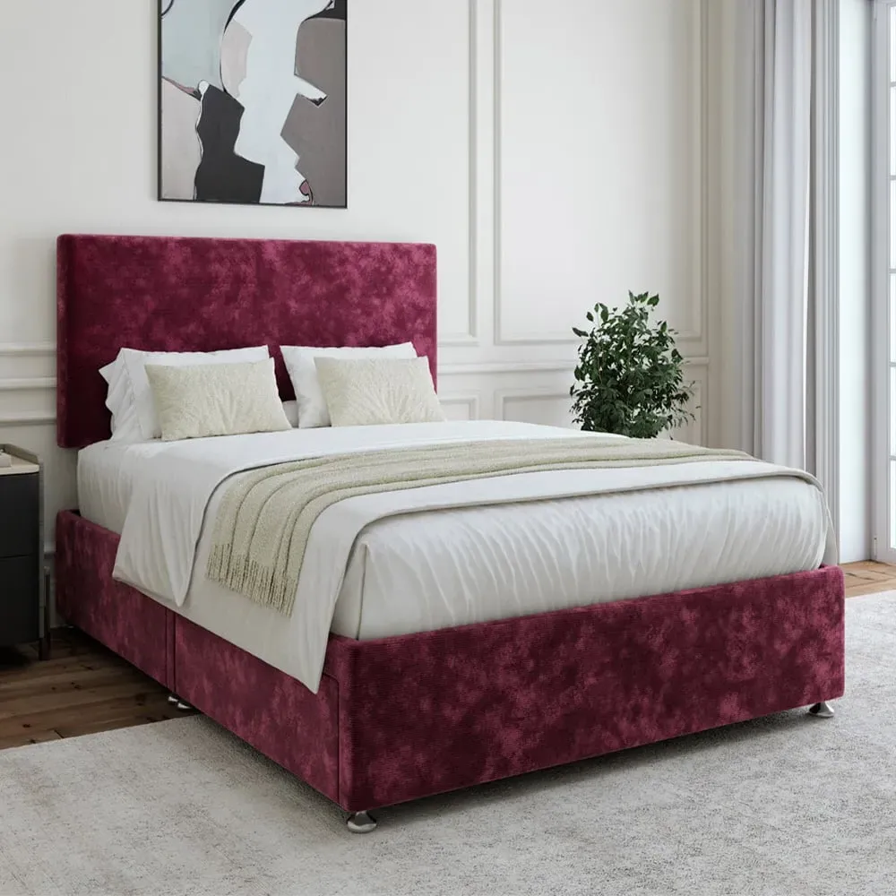 Valencia King Size Divan Base with 2 Drawers - Purple, Chenille
