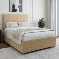Valencia King Size Divan Base with Headboard - Cream, Linen