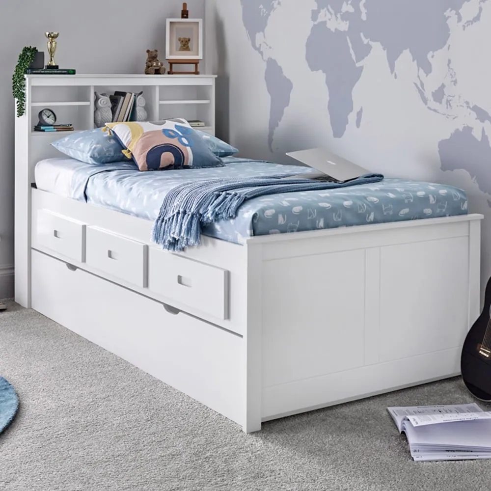 Veera Single Guest Bed with Storage - White