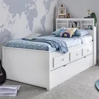 Veera Single Guest Bed with Trundle and Storage - White