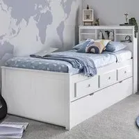 Veera Single Guest Bed with Trundle - White