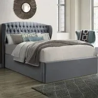 Warwick King Size Ottoman Bed with Storage - Grey, Velvet
