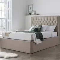 Wilson Double Ottoman Bed with Storage - Oatmeal, Fabric