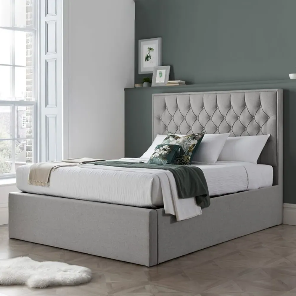 Wilson Double Ottoman Storage Bed - Grey, Fabric