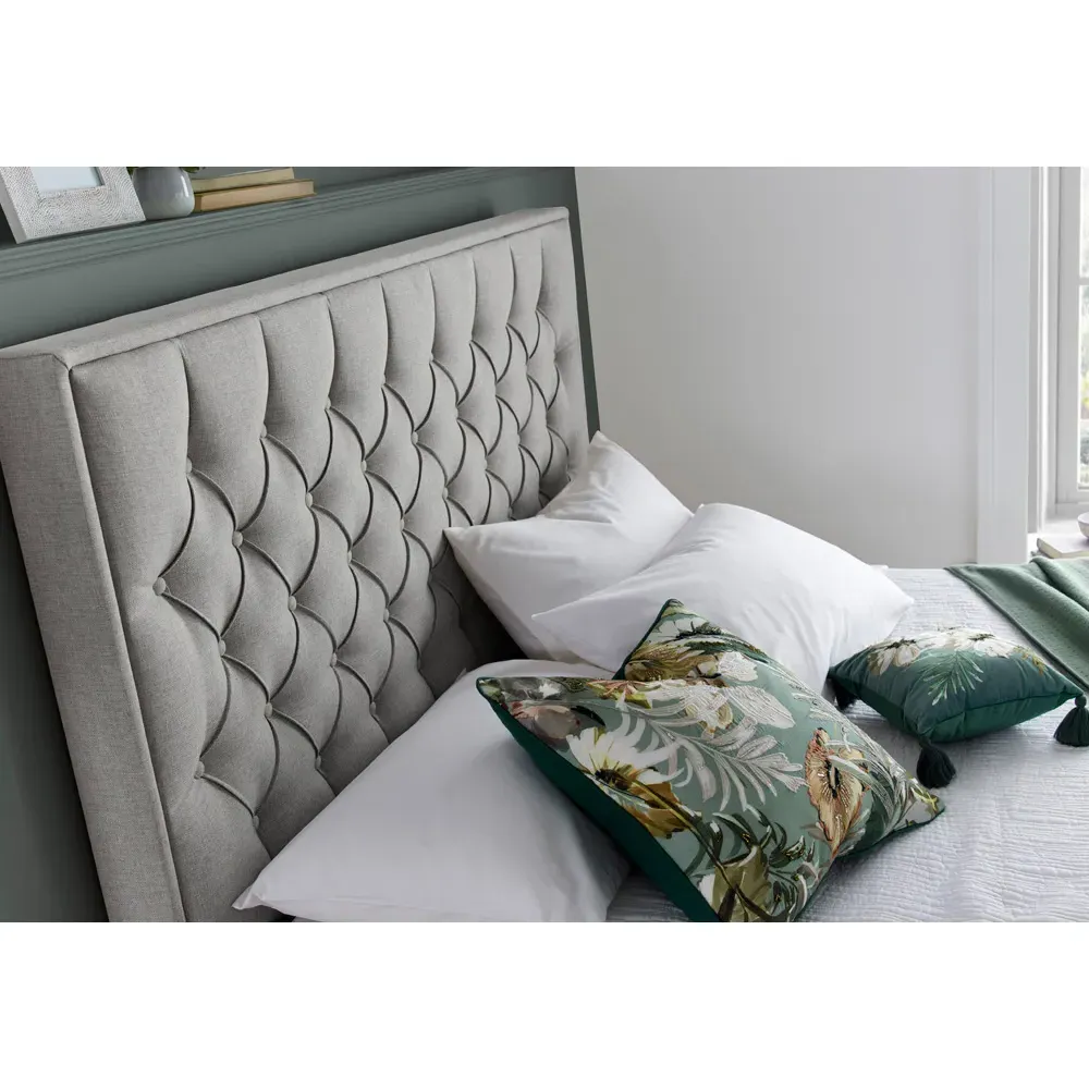 Wilson King Size Ottoman Storage Bed - Grey, Fabric