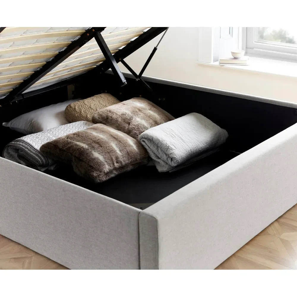 Wilson King Size Ottoman Storage Bed - Grey, Fabric