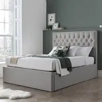 Wilson King Size Ottoman Storage Bed - Grey, Fabric