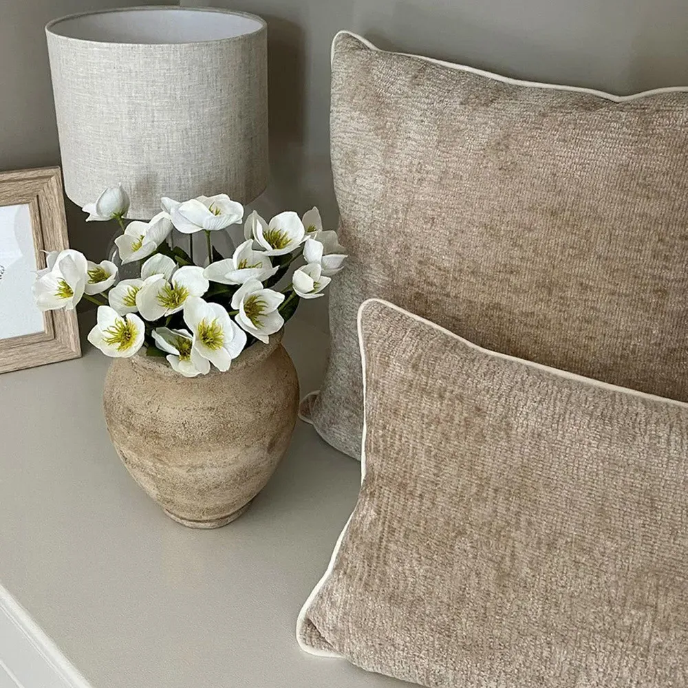 Square Cushion - Beige, Chenille