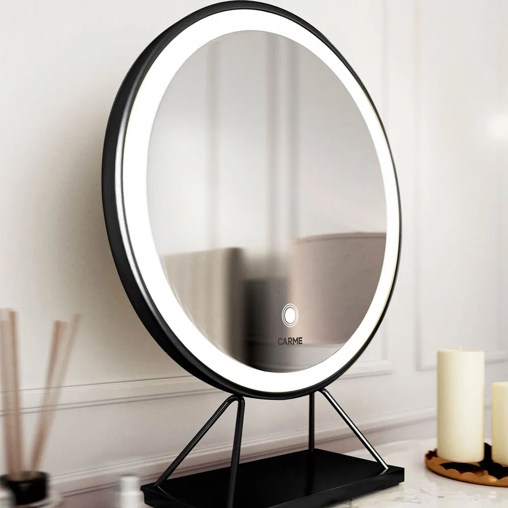 CARME Home Medium Frame Touch Sensor Light Mirror - Black