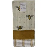 Bee Cotton Tea Towel 3 Pack - Multi
