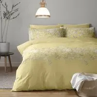 Blossom Border King Size Duvet Set - Ochre, Polycotton