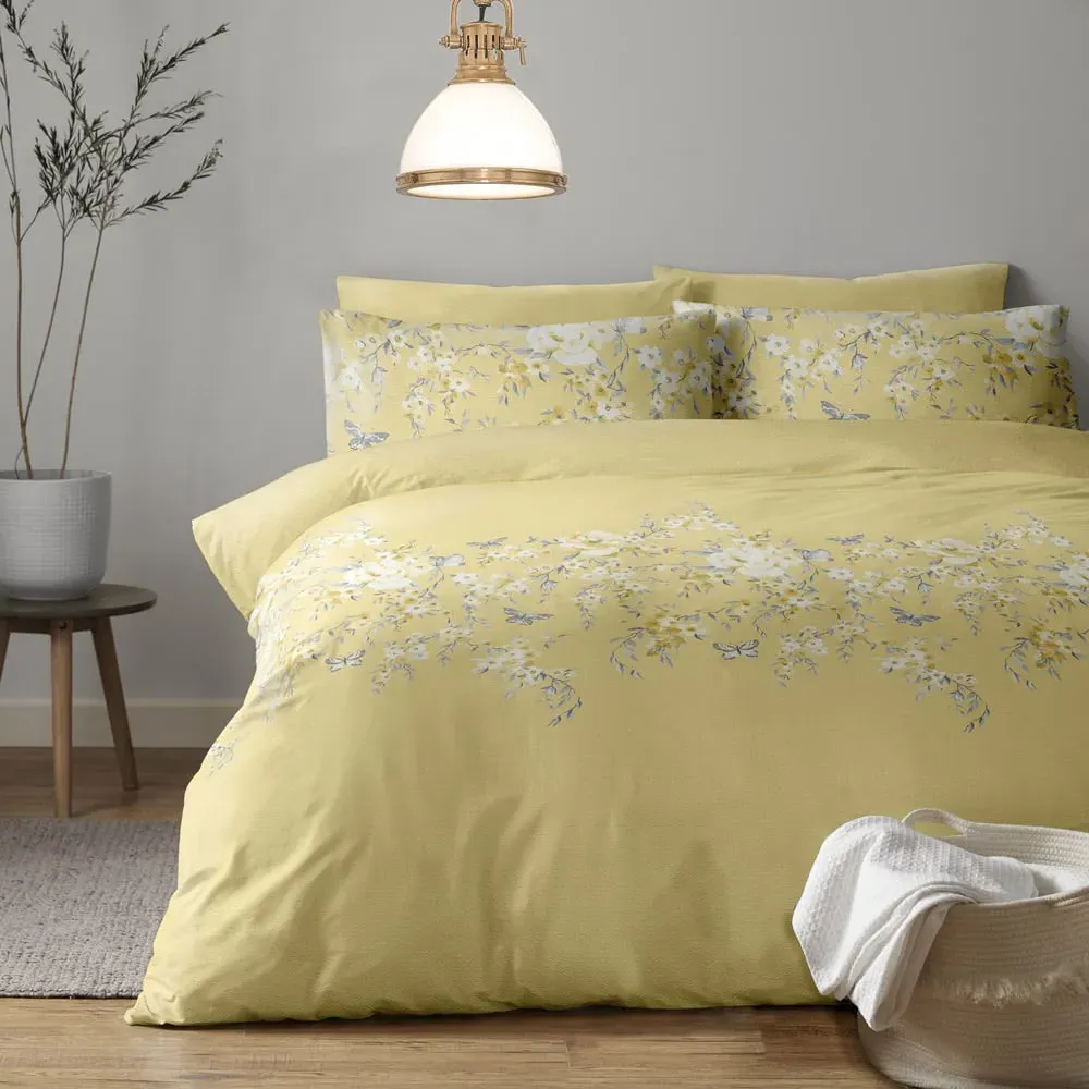 Blossom Border King Size Duvet Set - Ochre, Polycotton image