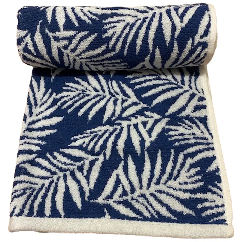 Botanical Bath Towel - Navy, Turkish Cotton