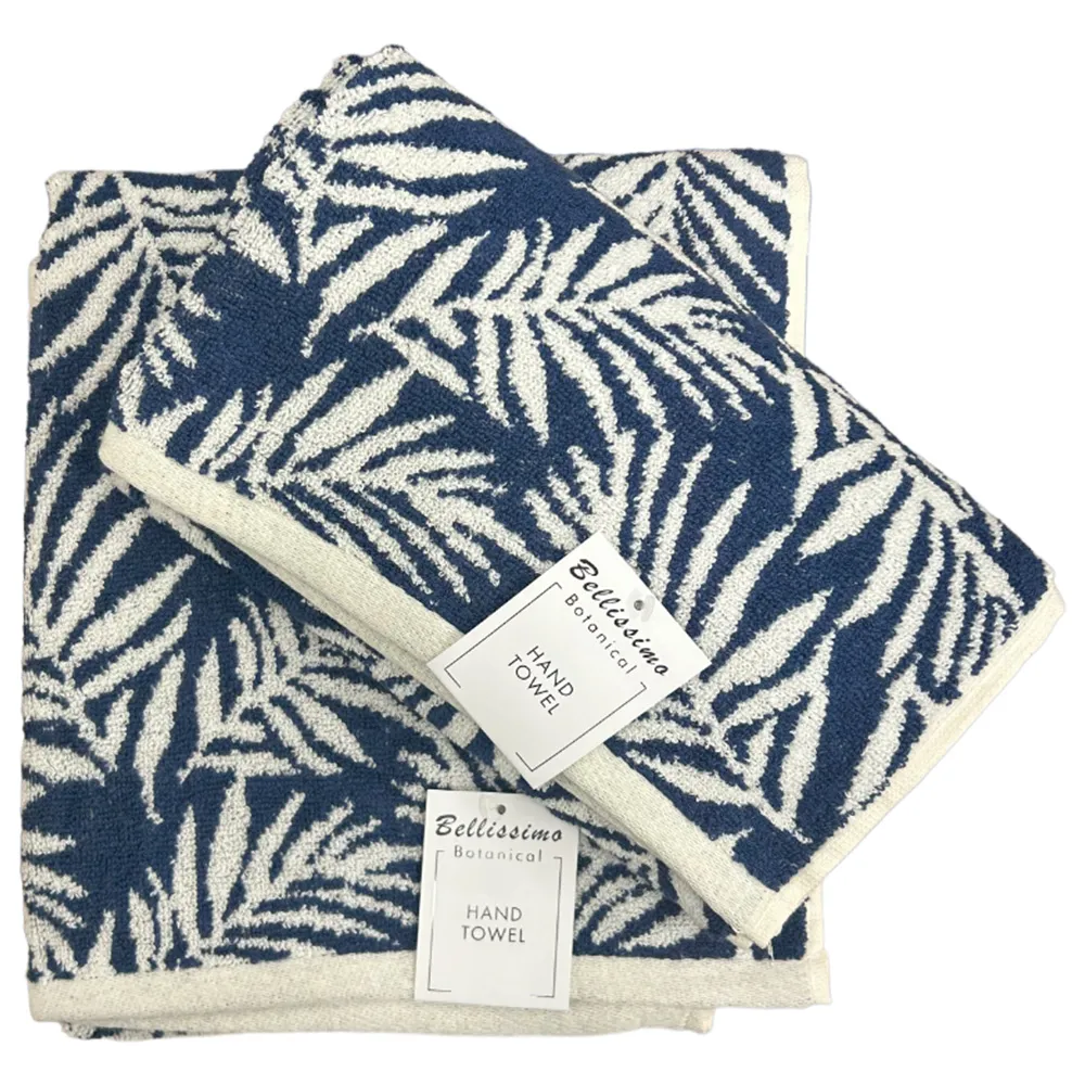 Botanical Hand Towel 2 Pack - Navy, Turkish Cotton