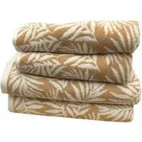 Botanical Turkish Cotton Hand and Bath Towels Set of 4 - Beige