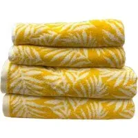Botanical Turkish Cotton Hand and Bath Towels Set of 4 - Ochre