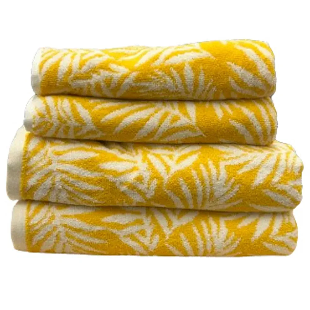 Botanical Turkish Cotton Hand and Bath Towels Set of 4 - Ochre