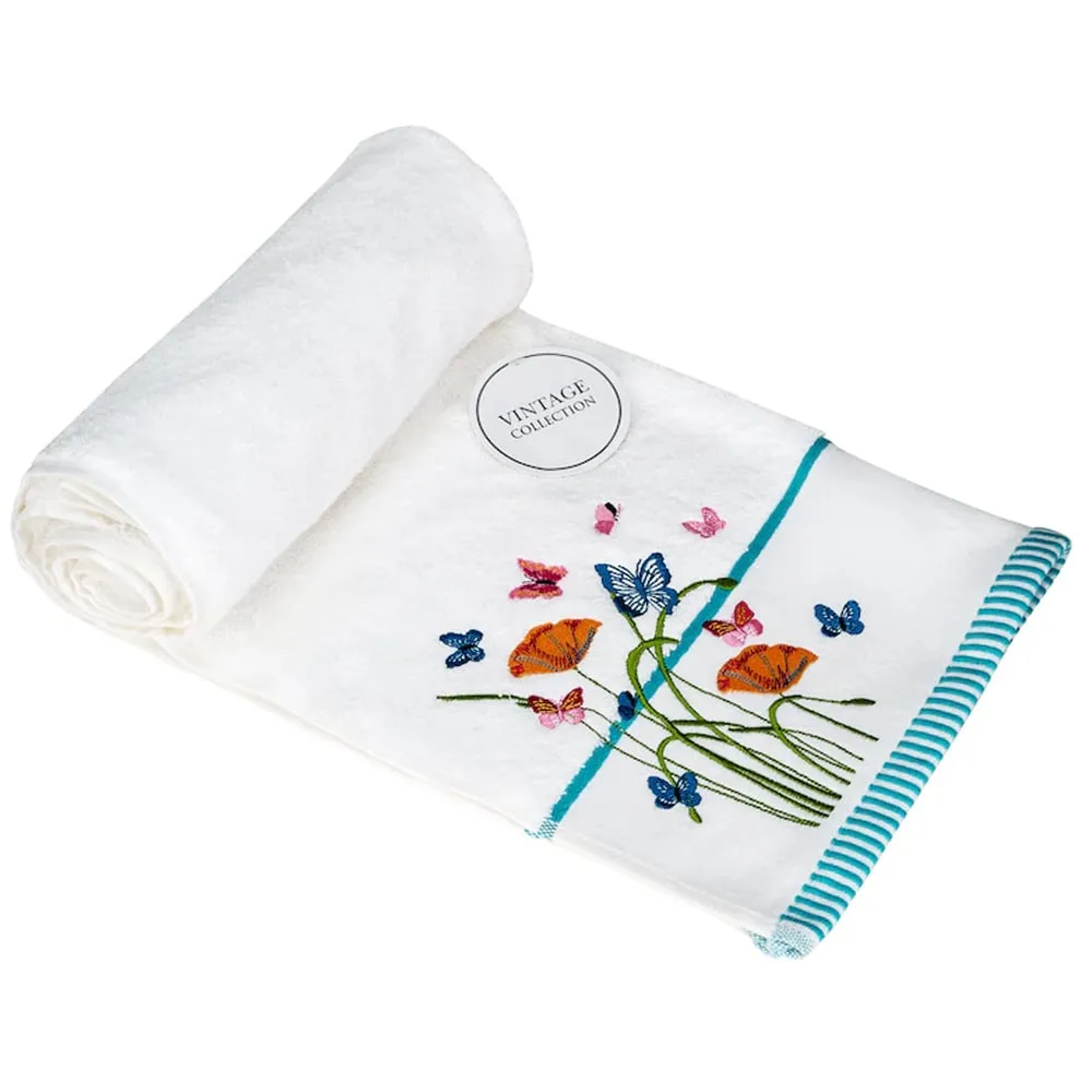 Butterfly Bath Sheet - White, Turkish Cotton