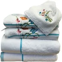 Butterfly Towel Set of 6 - White, Turkish Cotton