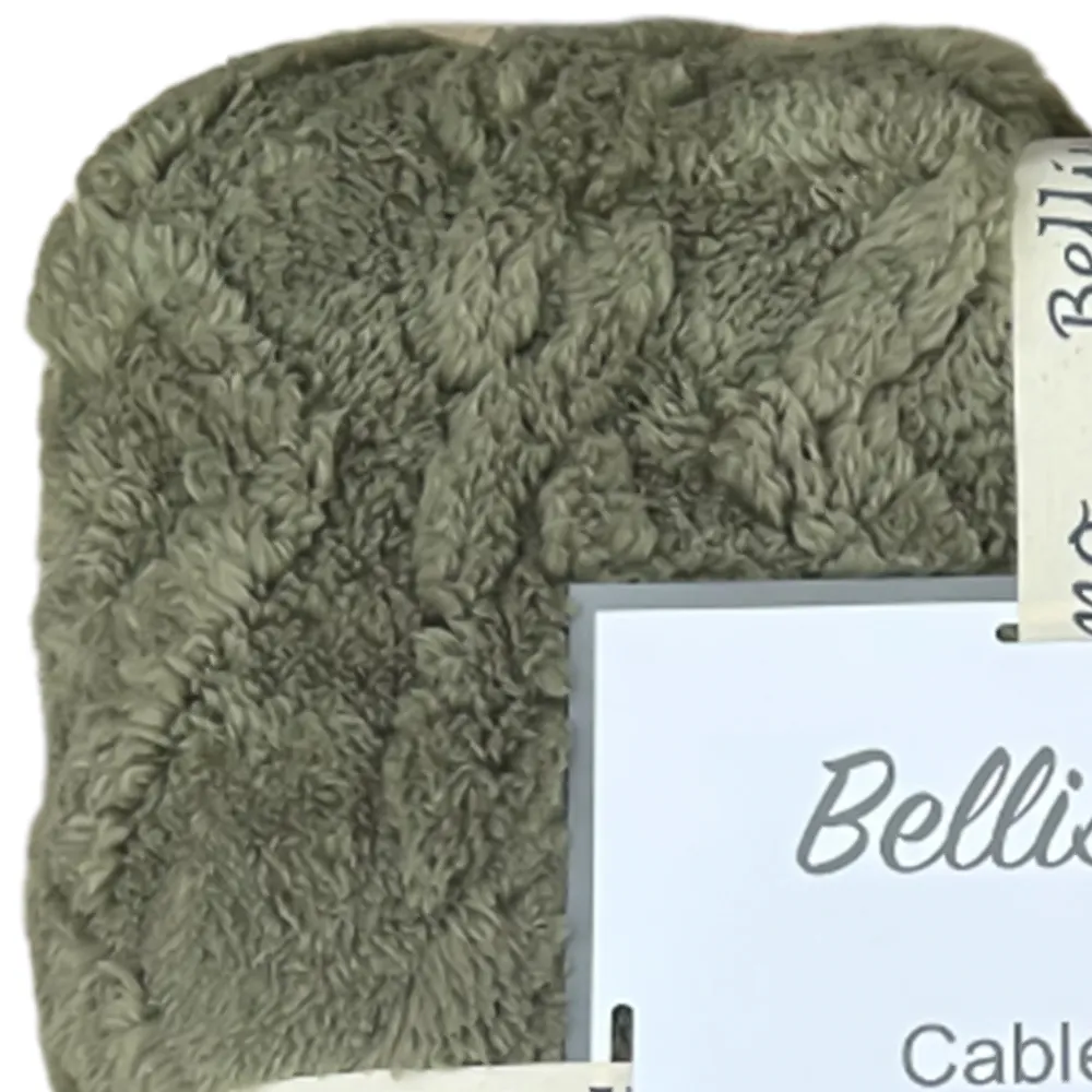 Cable Knit Jacquard Fleece Throw - Green