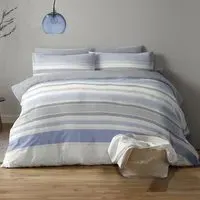 Chambray Single Duvet Set - Grey Stripe, Polycotton