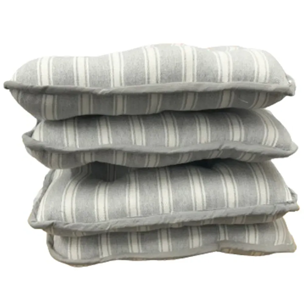 Grey Stripe Seat Pad 4 Pack - Grey, Cotton