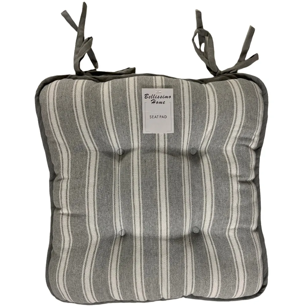 Grey Stripe Seat Pad 4 Pack - Grey, Cotton